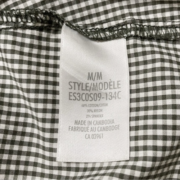 DENVER HAYES Sage grey white gingham roll tab shirt ~ MEDIUM camp outdoor top - Picture 12 of 14